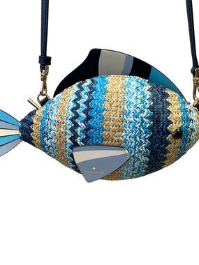 Kate Spade Blue and Tan Fish Crossbody Bag